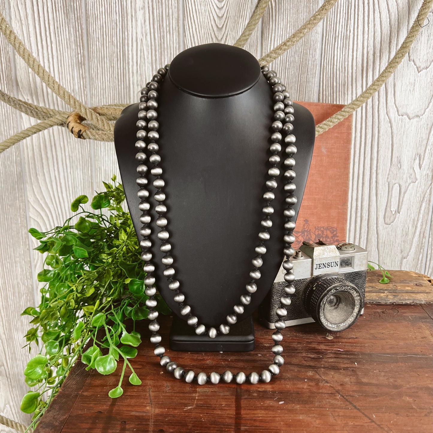 Stampede Navajo Style Pearl Long Necklace - 10mm - 64" - Bronze