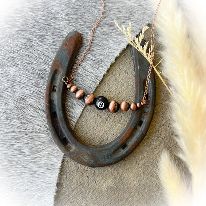 Navajo Style Pearl & 8 Ball Necklace