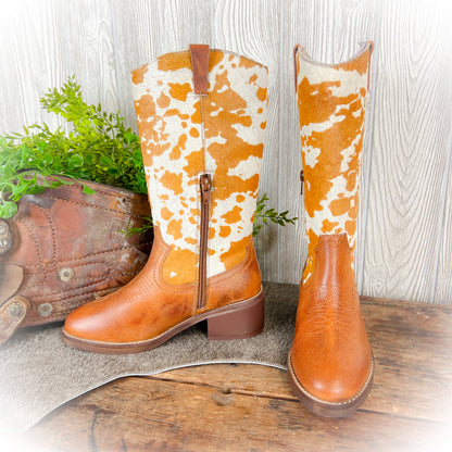 Cowhide & Leather Western Boots – Rounded Toe