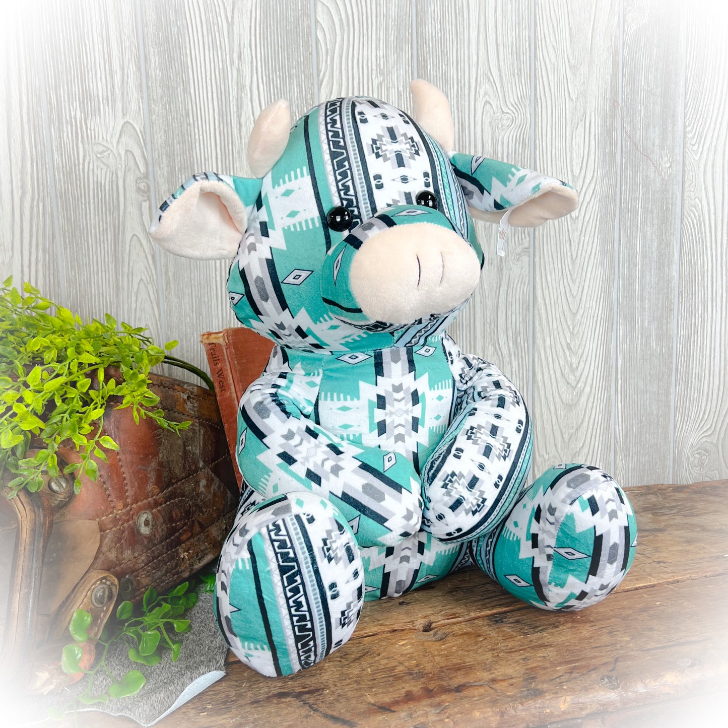 Cow Western Plushie – Multiple Colors | 18" x 12" | Limited-Time Doorbuster