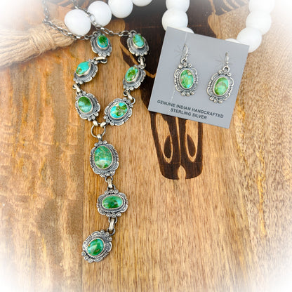 Sonoran Gold Lariat & Dangle Earring Set - Navajo Handmade - Francis Yazzie