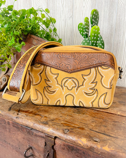 Western Boot Stitch Suede Shoulder Bag – 5 Colors