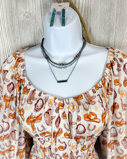 Howdy Darlin' Western Print Romper