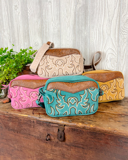 Western Boot Stitch Suede Shoulder Bag – 5 Colors