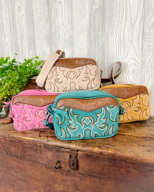 Western Boot Stitch Suede Shoulder Bag – 5 Colors