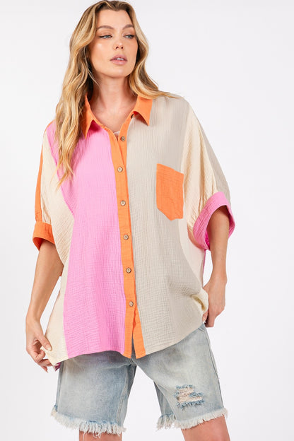 Color Block Button-Down Shirt - Online Exclusive