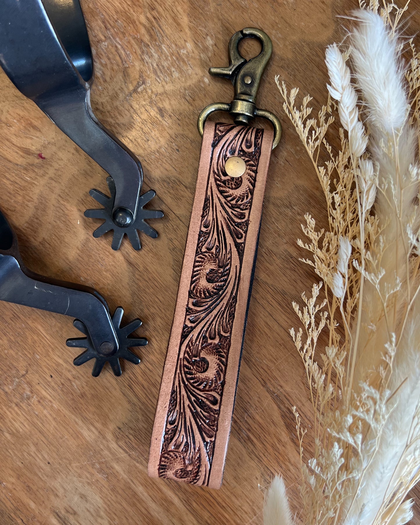 Tooled Leather Keychain
