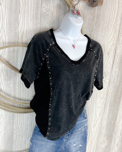Outlaw Energy Studded Waffle Panel Top – Mineral Wash Black