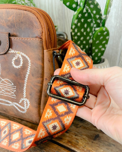 Small But Mighty Western Crossbody – Boot Stitch & Aztec Strap