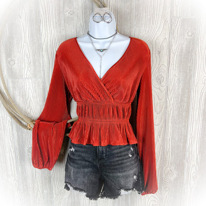 Rusty Fall Western V-Neck Blouse