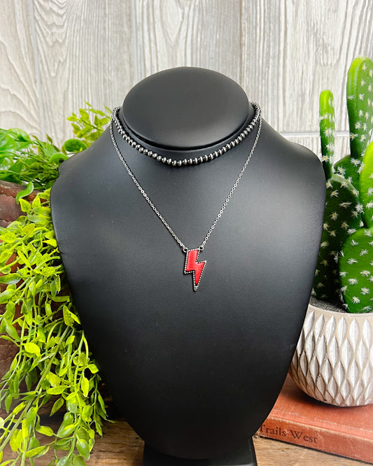 Thunderstorm Layered Necklace - Red