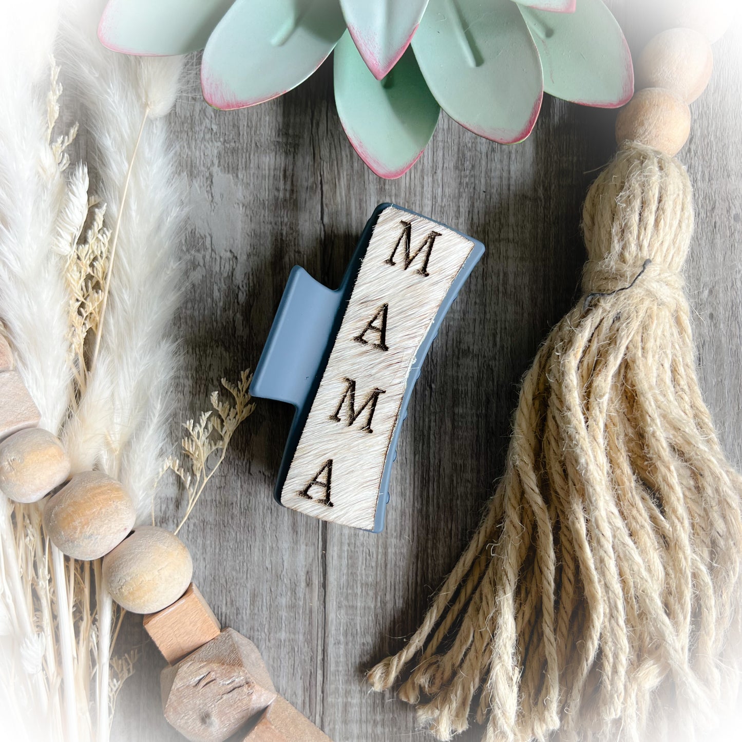 Mama Western Cowhide Claw Clips