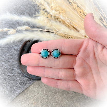 Round Up Small Western Stud Earrings - Turquoise