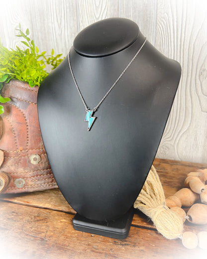 Lightning Bolt Necklace - Turquoise