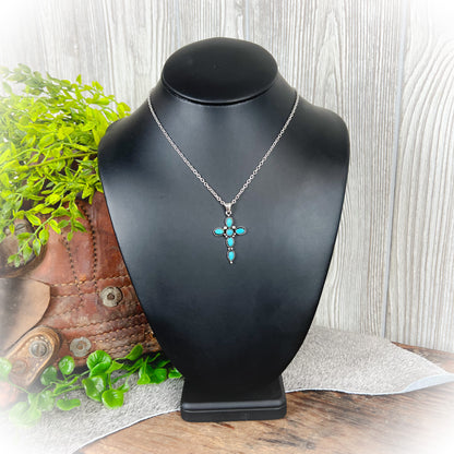 Western Turquoise Cross Necklace