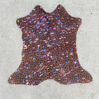Wild Rainbow Leopard Cowhide Rug – Small Genuine Western Hide (Approx. 2' x 3')