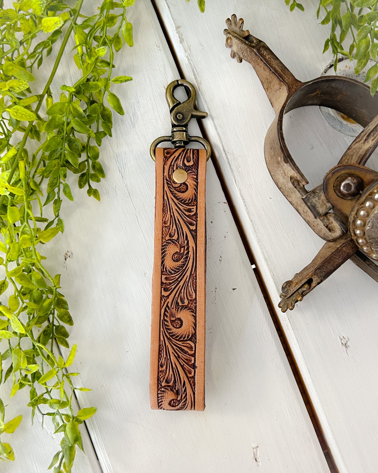 Tooled Leather Keychain