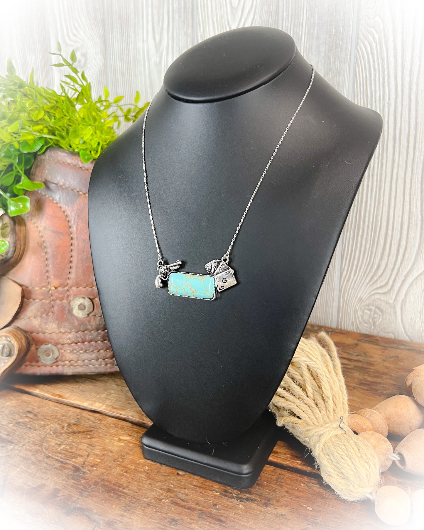 Hold Your Cards Necklace - Turquoise