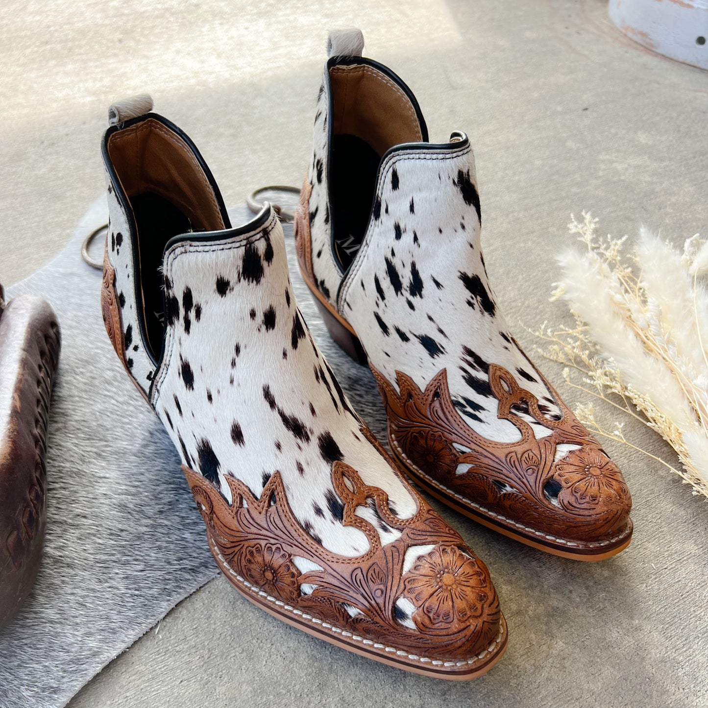 Ranch Dust Cowhide Booties