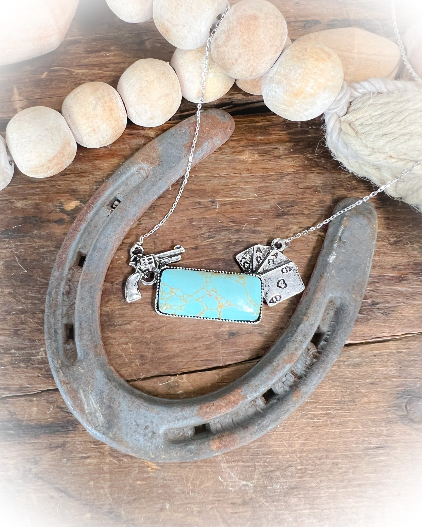 Hold Your Cards Necklace - Turquoise