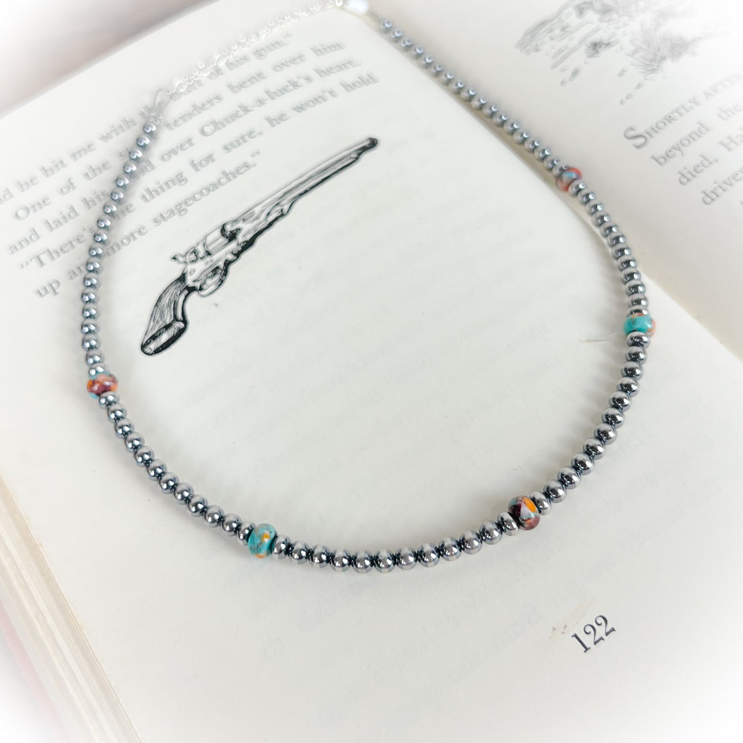 Maisie - Mohave Turquoise & Sterling Silver Pearl Choker Necklace