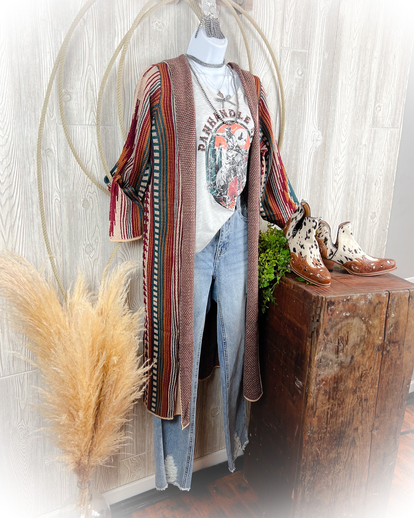 Western Long Knit Cardigan – Boho Fall Duster Style