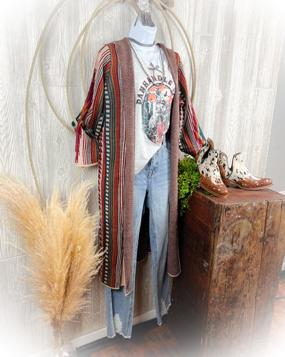 Western Long Knit Cardigan – Boho Fall Duster Style