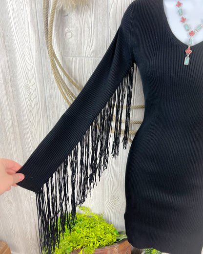 Western Fringe Sweater Dress