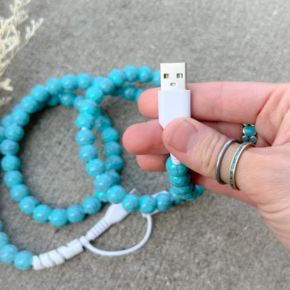 Western Turquoise Beaded Western Charging Cord