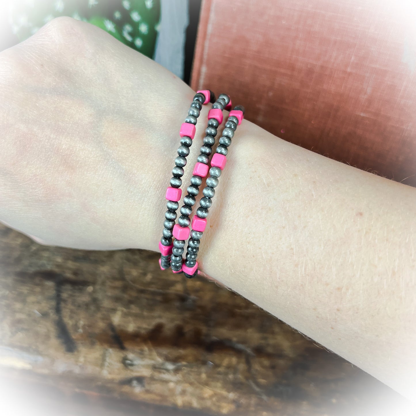 Long Road Stackable Bracelets - Hot Pink
