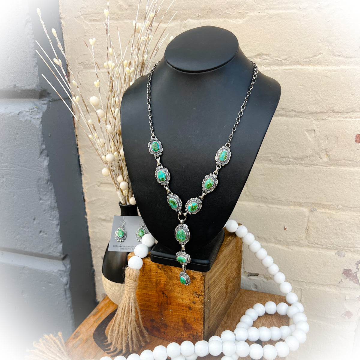 Sonoran Gold Lariat & Dangle Earring Set - Navajo Handmade - Francis Yazzie