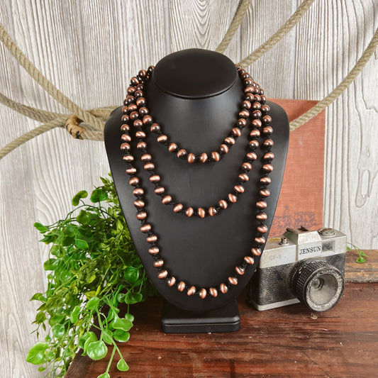 Stampede Navajo Style Pearl Long Necklace - 10mm - 64" - Bronze