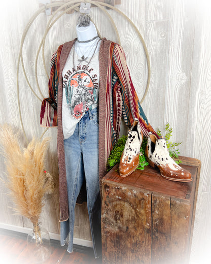 Western Long Knit Cardigan – Boho Fall Duster Style