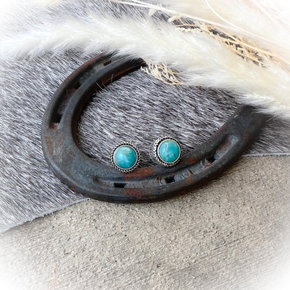 Round Up Small Western Stud Earrings - Turquoise