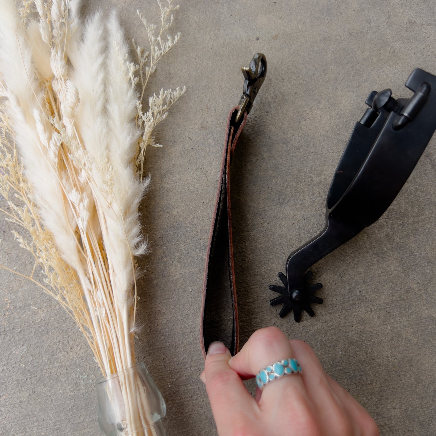 Turquoise Daydream Tooled Leather Western Keychain