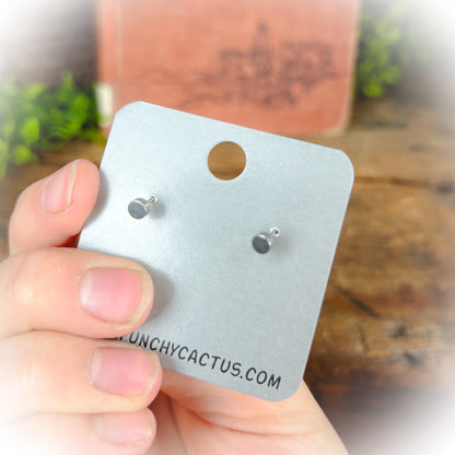 Mini Faux Turquoise Stone Earrings - Stainless Steel & Flat Back