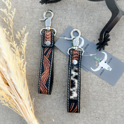 Shadowhorn Cowhide & Tooled Leather Western Keychain