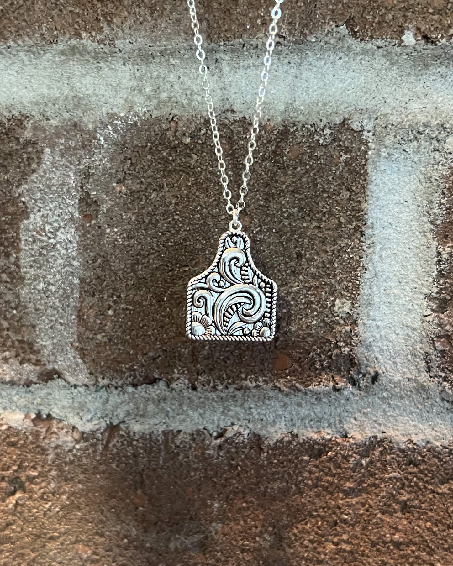 Cow Tag Necklace - Sterling Silver