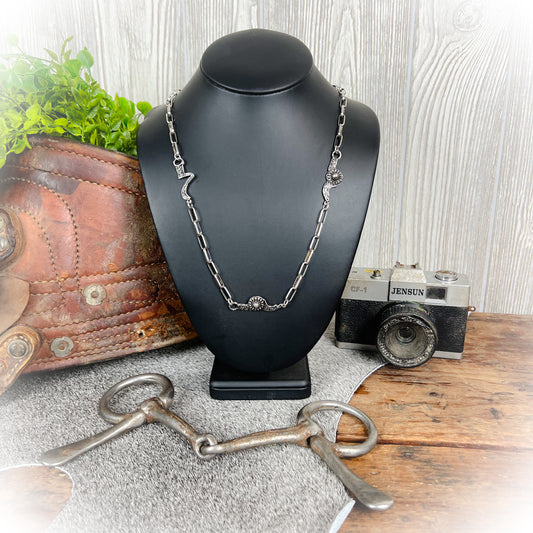 Trendy Tack Room Bit Necklace - Silver