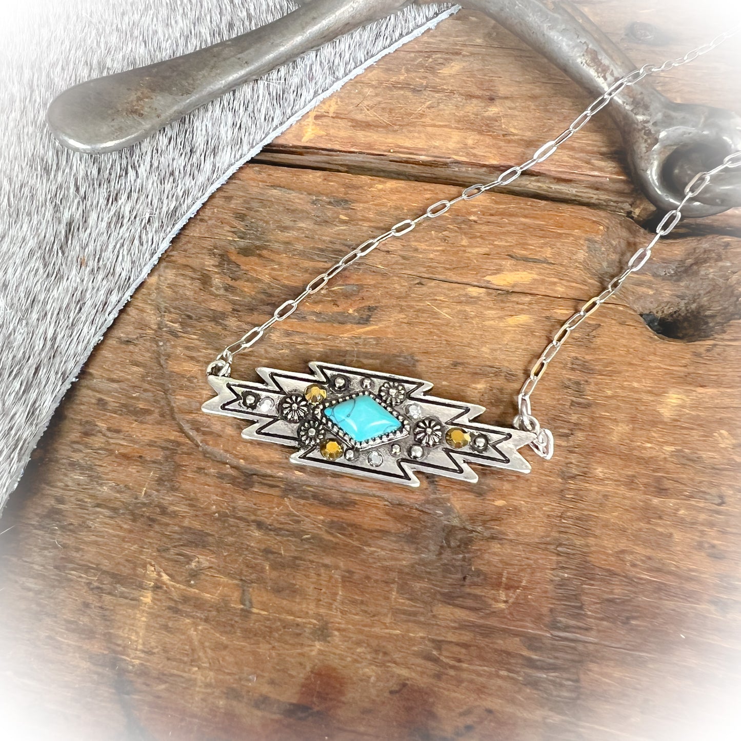 Cavern Western Aztec Bar Necklace | Western Aztec Pendant Necklac