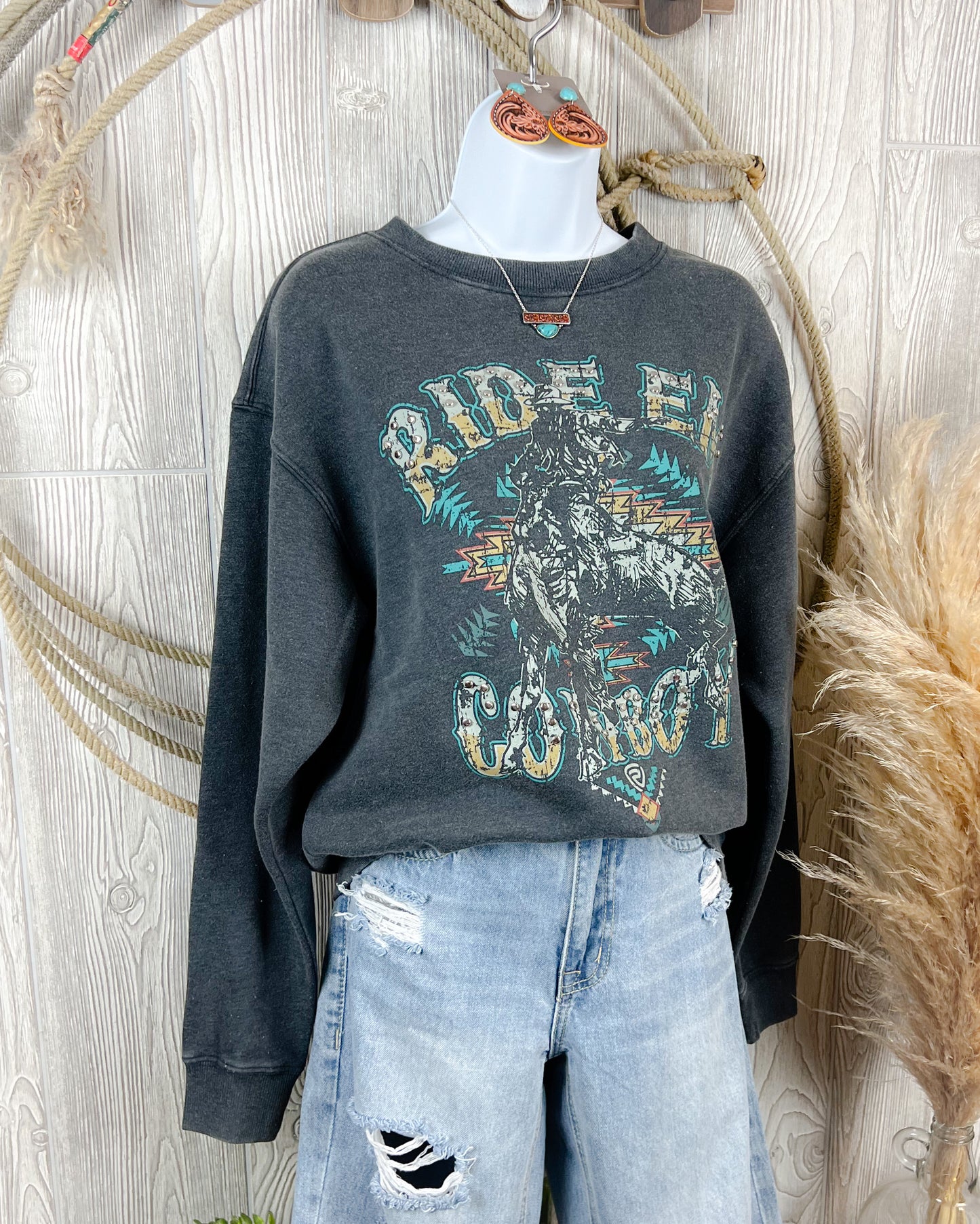 Ride Em Cowboy - Oversized Crewneck Sweater