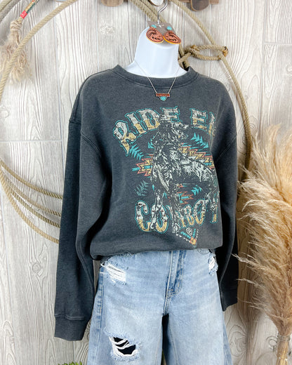 Ride Em Cowboy - Oversized Crewneck Sweater