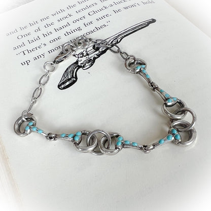 Turquoise Western Horse Bit Bracelet