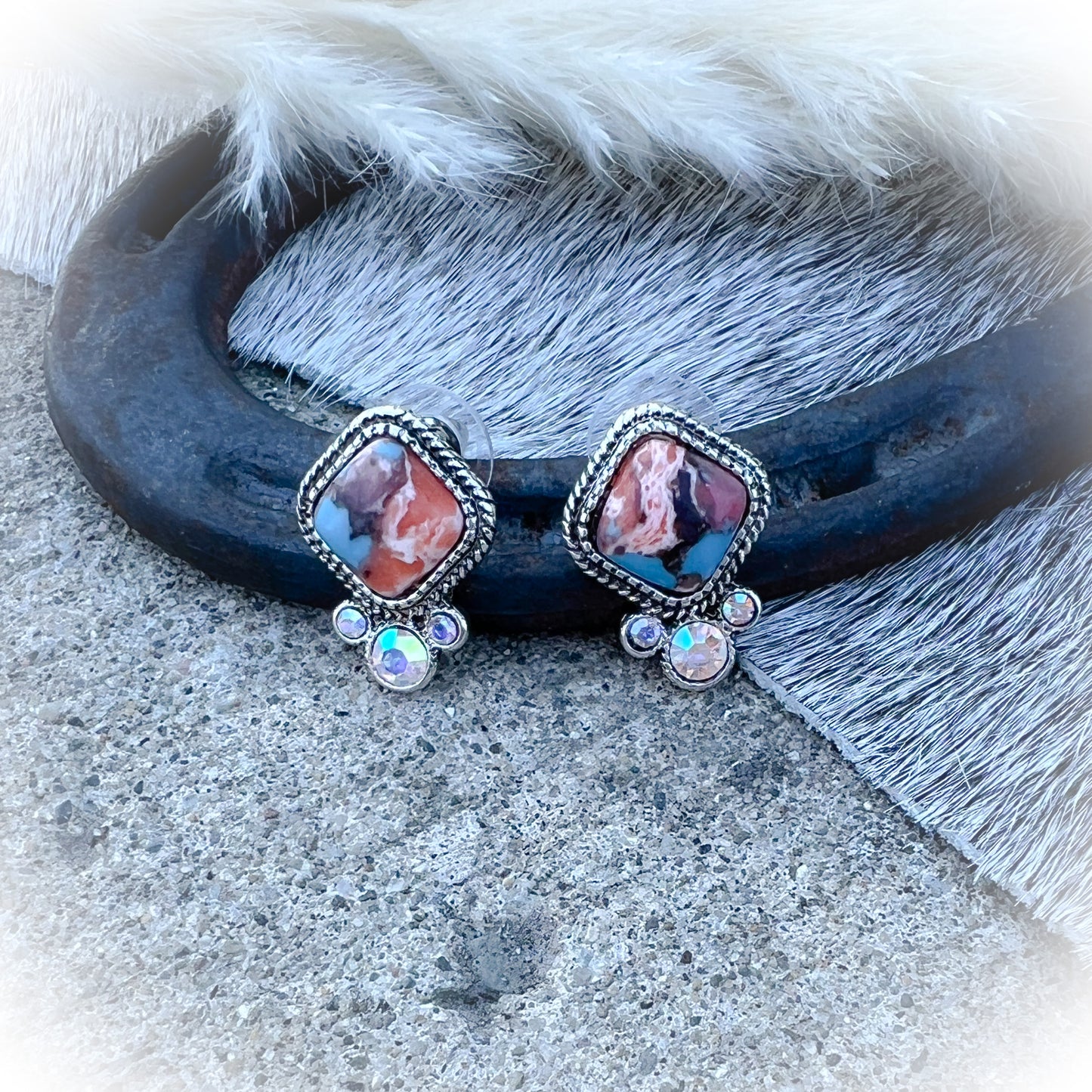 Majestic Western Everyday Stud Earrings - Mixed Turquoise