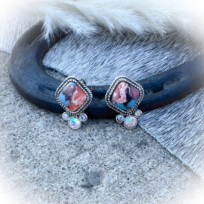 Majestic Western Everyday Stud Earrings - Mixed Turquoise