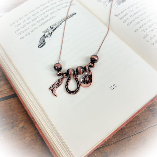Rodeo Simple Western Charm Necklace - Bronze