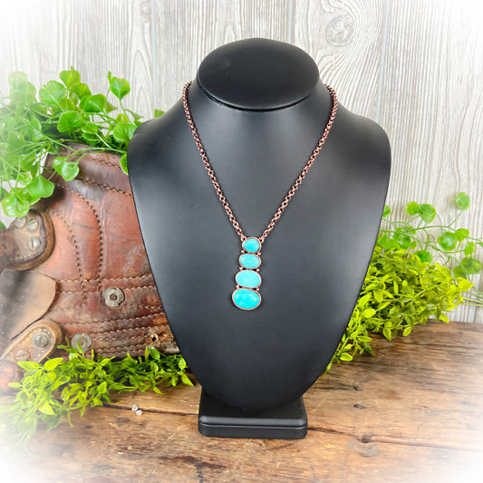 Western Drop Stone Necklace - Bronze