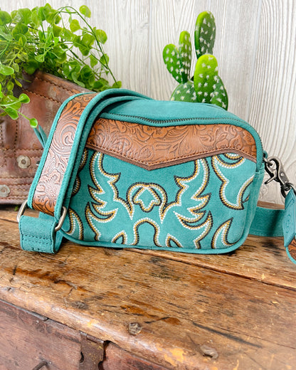 Western Boot Stitch Suede Shoulder Bag – 5 Colors
