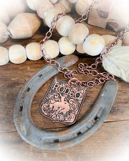 Western Rodeo Pendant Necklace - Bronze