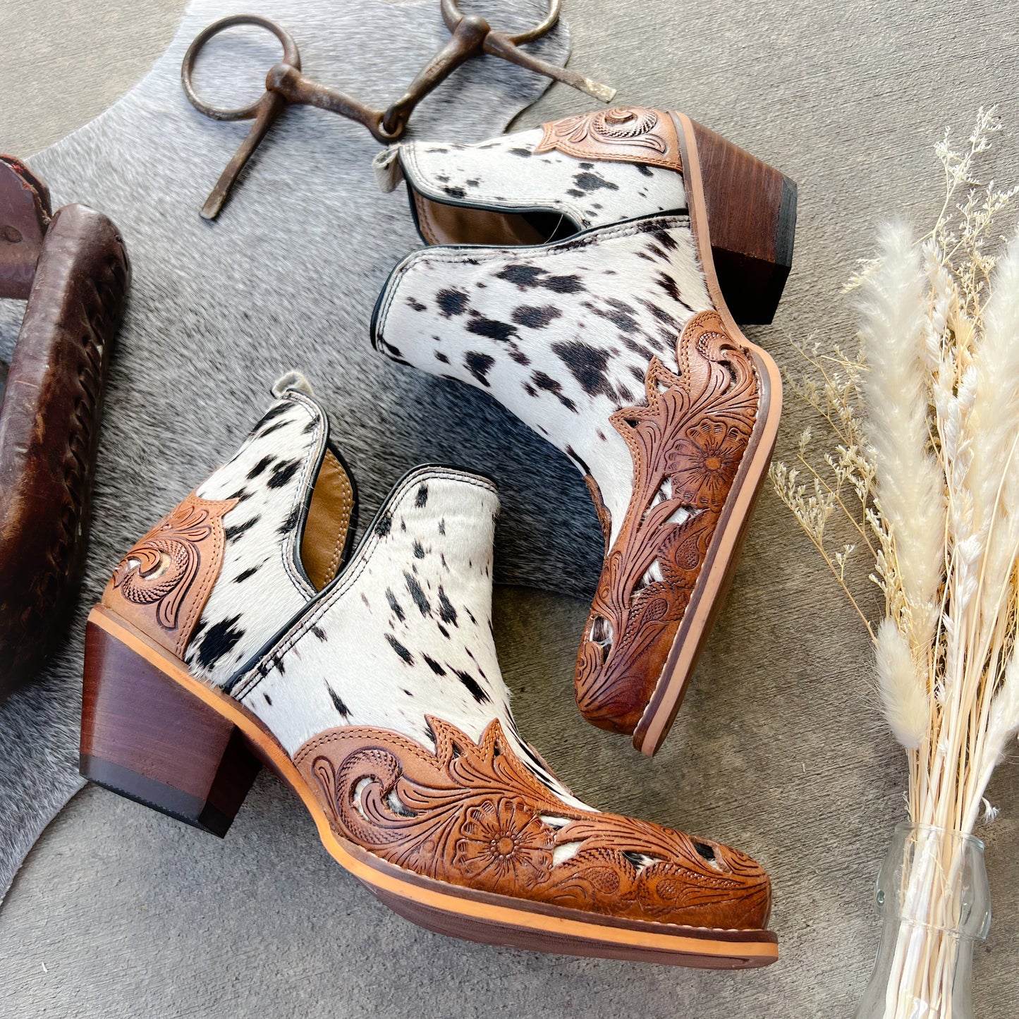 Ranch Dust Cowhide Booties